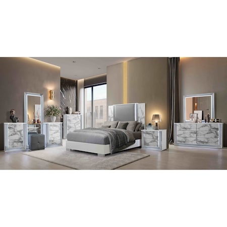 Global Furniture Usa Modern  Marble Ylime White Marble Queen Bed Group With Vanity Set 5130